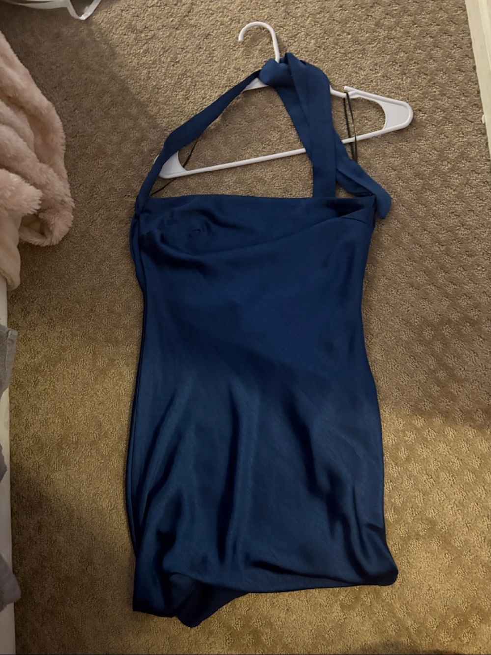 Beginning Boutique Navy Blue Halter Mini Dress